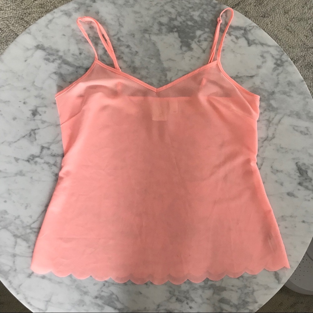 Anthropologie Coral Tank with Scalloped Detail